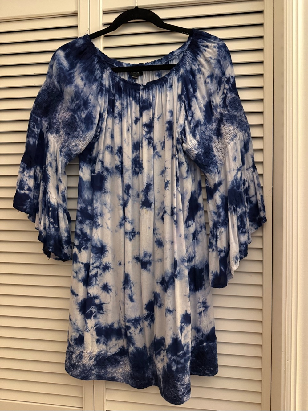 Raviya Blue and White Tie-Dye Peasant dress